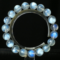 收藏級-斯里蘭卡高冰種藍月光石手鏈女男款  簡約圓珠手串飾品