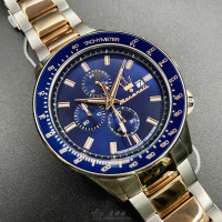 【MASERATI 瑪莎拉蒂】瑪莎拉蒂男錶型號R8873640012(寶藍色錶面寶藍錶殼金銀相間精鋼錶帶款)