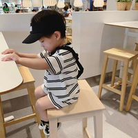 ST Bộ Đồ Ngắn Tay Bé Trai Bộ Đồ Hai Chiếc Thể Thao Kẻ Sọc Đẹp Trai Mùa Hè Cho Bé Trai Quần Short Ngắ