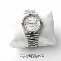 范倫鐵諾Valentino 全不鏽鋼崁入四方紅鑽手錶 送禮自用 柒彩年代【NE974】原廠公司貨