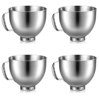 4X Stainless Steel Bowl For Kitchenaid 4.5-5 Quart Tilt Head Stand Mixer, For Kitchenaid Mixer Bowl, Dishwasher Safe