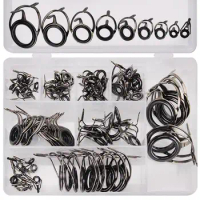85pcs/set Black Fishing Rod Guides Ceramics High Carbon Steel Ring Surf Casting Fishing Rod Guide Rings for Fishing Accessories