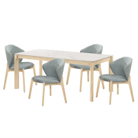 文創集 卡瓦特6尺岩板實木餐桌布餐椅組合(一桌四椅組合)-180x90x75.3cm免組