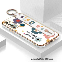 (With Wristband) For Motorola Moto G8 Power G8 Play E20 Edge 20 E6s 2020 Flower Back Cover Case Luxury Plating TPU Phone Cases