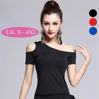 Atasan One Shoulder - Baju Tari / Line Dance / Dansa Elastis L BIRU