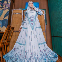 GAMIS SYARI FULL PRINTING SAFEEYA ALYA BY ZAHRANISYA HIJAB