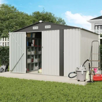 Double Door W/Lock Sheds Outdoor Storage Shed Outdoor Storage Tool House for Backyard Garden Buildings Patio 10x8 FT Shed