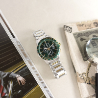 CITIZEN 星辰表 / AN3689-55X / 經典三眼 計時碼錶 日期 日本機芯 防水100米 不鏽鋼手錶/綠x鍍金-44mm