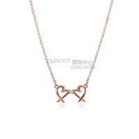 Tiffany&amp;Co. loving heart雙心鑲鑽石玫瑰金項鍊