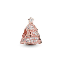 ชาร์ม PANDORA Rose Christmas tree charm with clear cubic zirconia สีโรส