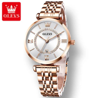 OLEVS 6892 Fashion Quartz Watch Round-dial Stainless Steel Watchband Calendar