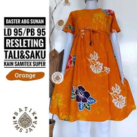 Daster ABG Sunan Mini Dress Batik Pekalongan Cap Cantik Adem Baju Dinas Orange