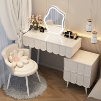 化妆台法式奶油風梳妝臺實木收納柜一體輕奢現代簡約可伸縮化妝桌臥室