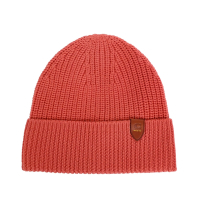 COACH西瓜紅C字皮飾針織羊毛帽