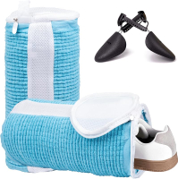 Shoe Washing Machine Bag Fluffy Fibers Keep 360° Wrap-around Cleaning 1 Pair Adjustable Shoe Trees D