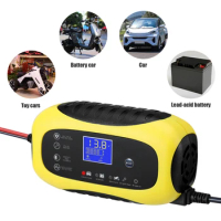 Portable Automatic Battery Charger with LCD Display Battery Booster 12V 6A for Motorcycle SUV AGM for Cars Motorcycle RV SUV ATV