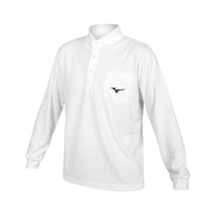【MIZUNO 美津濃】男長袖POLO衫-台灣製 吸濕排汗 抗UV 咖啡紗 美津濃 白黑(32TA154301)