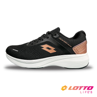 【LOTTO 義大利】女 輕步 飛織跑鞋(黑/玫瑰金-LT1AWR5050)