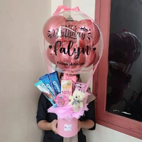 Buket Balon SMALL Bouquet Snack Bucket Balon Small Snack Kaisha.ms Pink
