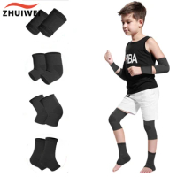 1 Pair Kids Sports Knee Pads Elbow Pads Wrist Guards Ankle Brace Boys &amp; Girls Kids Knee Pads for Basketball Volleyball Sports