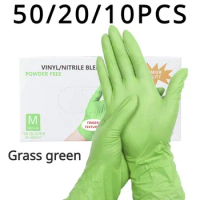50/20/10PCS Light Green Nitrile Gloves For Kitchen Household Clean Tool Garden Makeup Disposable Gloves Waterproof Work Gloves