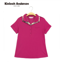 【Kinloch Anderson】經典英倫格紋包邊半開襟素面棉質POLO上衣(KA0255331桃紅/橘色)