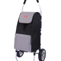 Foldable and Portable Lightweight Hand Buggy Aluminum Alloy Pull Rod Home Shopping Luggage Trolley