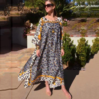 Oversize V-Neck Summer Beach Cover Up Lady Silk Kaftan for Women African Dresses Traditional Malaysia Muslim