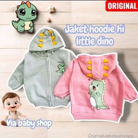 Jaket bayi hoodie karakter dinosaurus hi LITTLE DINO 2-12bulan denim