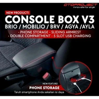 OTOPROJECT Console Box / Armrest tangan with usb hitam Honda Brio, BRV, Mobilio Black