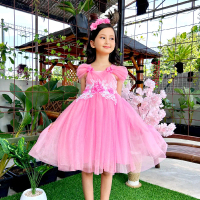 Dress Tutu Selendang Hias Bunga Mewah  Anak 1-10th Bayi Perempuan