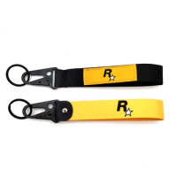 Auto Motorcycle Nylon Key Strap Embroidery Lanyard Keyring For Rockstar Game GTA 5 Fans Keychain JDM Accessories