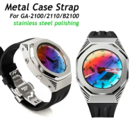 Black Panther Metal Watch Case Refit Mod Kit Ga2100 Ga 2110 GA-B2100 Stainless Steel Bracelet Bezel Accessories