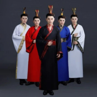Chinese Traditional Man Hanfu Cosplay Tang Qin Official Dynasty Performance Stage Folk Dance Costumes Han Dynasty Girdle Robes