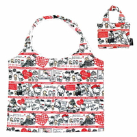 小禮堂 Hello Kitty 折疊尼龍環保購物袋《黑紅.開車小熊》手提袋.環保袋