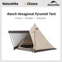 Naturehike 3-4 Person Hexagon Pyramid Tent UPF50+ Portable Camping Travel Tent With Snow Skirt 150D Oxford Cloth Waterproof Tent