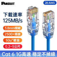 PANDUIT Cat 6 U/UTP 28AWG 極幼網路線(藍色) - UTP28SP  0.5米