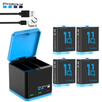 For Gopro Hero 11 10 9 1850mAh Li-ion Battery 3-Way Fast Charging Case Action Video Cameras Battery Charger