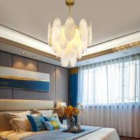 Modern LED Feather Glass Chandelier Nordic Chandeliers Ceiling For Living Room Bedroom Kitchen Indoor Lighting Fixture Lights