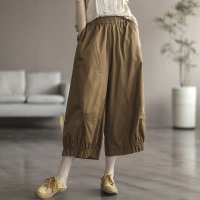 New Store Promotion Pure Cotton Seven-point Casual Pants Summer New Large Size Versatile Solid Color