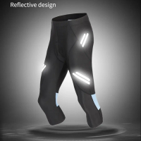 WOSAWE celana sepeda 3 4 reflective kantong zip belakang MTB padding