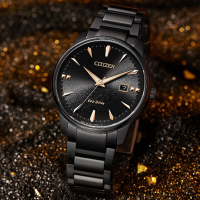 CITIZEN星辰 PAIR系列 銀河黑金限定 光動能時尚腕錶 禮物推薦 畢業禮物 39.2mm/BM7595-89E