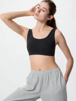 UNIQLO Sport Bra Tanpa Kawat Aktif wanita Active Wireless Bra BLACK S