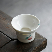 純手繪水蜜桃茶漏組茶濾過濾網陶瓷分茶器單個小清新陶瓷茶具配件