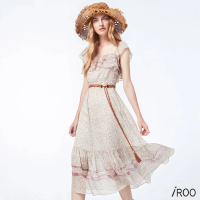 【iROO】緞帶碎花長洋裝