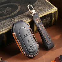 Leather Car Smart Remote Key Case Cover for Huawei Aito M5 Auto 3 Buttons Protector Shell Keychain Car-Styling Accessories