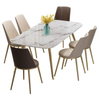 Luxury Marble Dining Table Back Chair Combination Modern Dining Room Furniture
