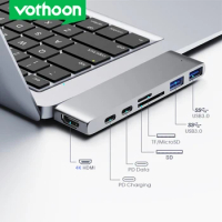 Vothoon USB C Hub Type C to HDMI-compatible USB 3.0 Adapter 7 in 1 Type C Hub Dock for MacBook Pro Air USB-C Type C 3.0 Splitter