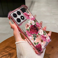 เคสโทรศัพท์สำหรับ Honor X6/X6S/X6A/X6B/X6C และ X8A/X8B/X8C/X8 (4G/5G/6G) เคลือบชุบไฟฟ้า ลายกุหลาบที่