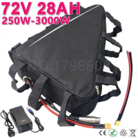 High Capacity 72V 28Ah Triangle eBike Battery 72V 30Ah 25Ah 20Ah 18Ah Electric Bicycle Lithium ion Battery for 1000W 2000W 3000W